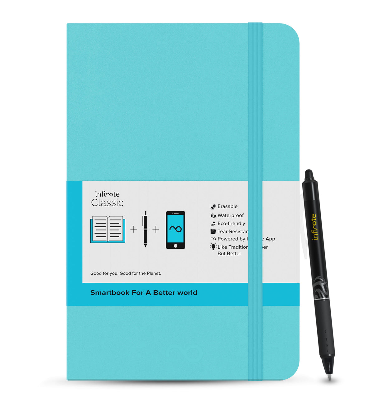 Classic Reef-Blue Reusable Smart Notebook : Sustainable Note-Taking So –  Infinote